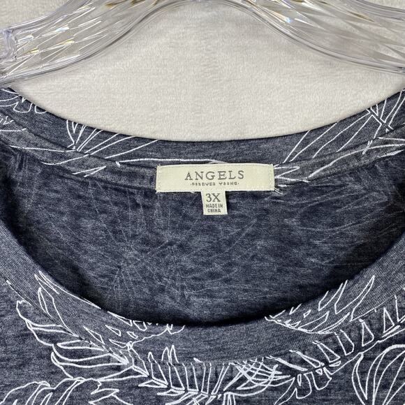 Angels Forever Young Top Womens 3X Blue Palm Floral Tank Stretch Cotton NWT - Picture 2 of 7